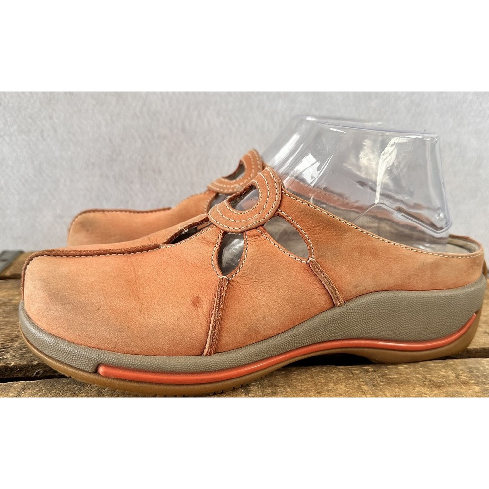 Dansko Comfort Slides Mules Leather Clogs Womens 8.5 Peach Orange Good